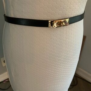 Elegant Black Belt with Gold Buckle